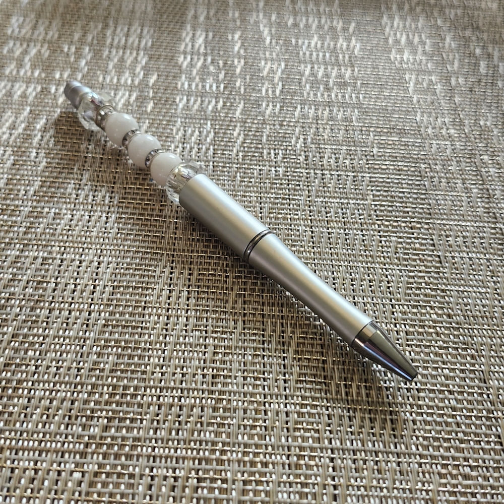 Hand Crafted Silver and White Pen